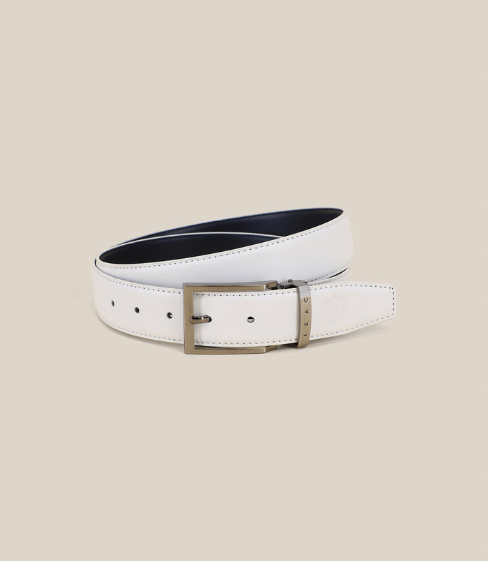 Izac Ceinture Ajustable En Cuir Blanche Et Marine