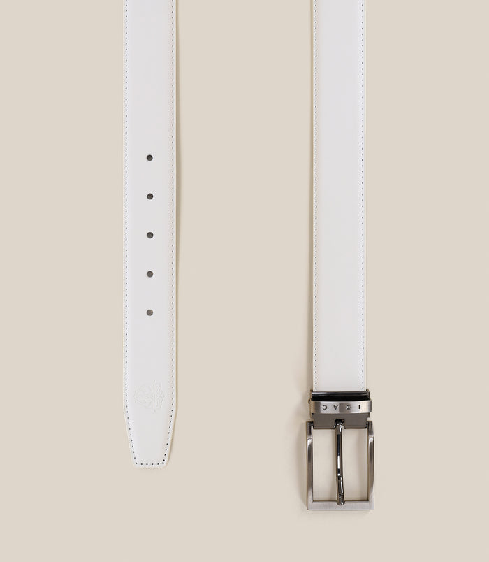 Izac Ceinture Ajustable En Cuir Blanche Et Marine