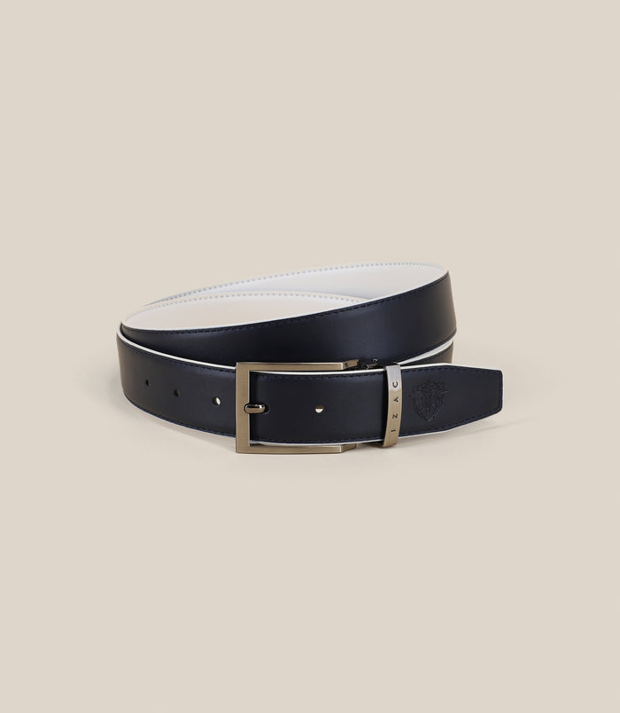 izac Ceinture ajustable en cuir blanche et marine