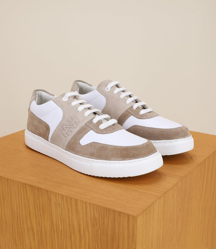 Izac Chaussures Baskets 100% Cuir Beige