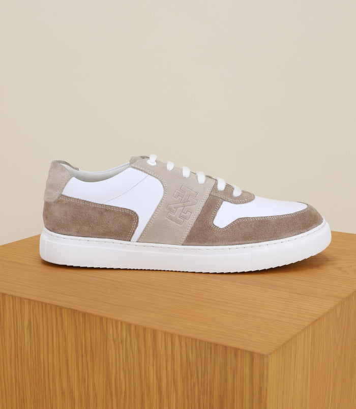 Izac Chaussures Baskets 100% Cuir Beige