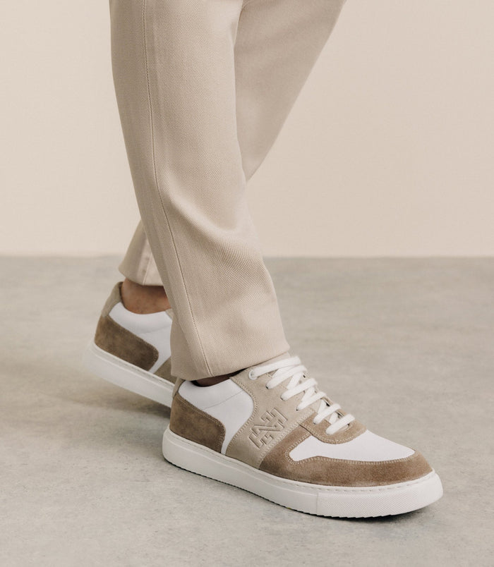 izac Chaussures baskets 100% cuir beige