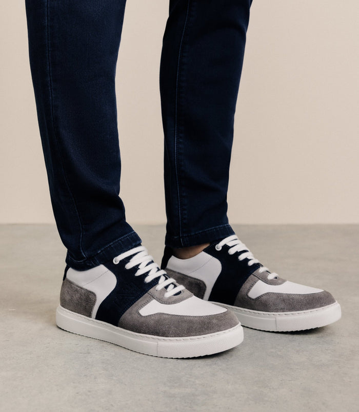 izac Chaussures baskets 100% cuir grises