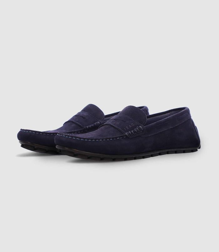 Izac Chaussures Bateau En Daim Marine