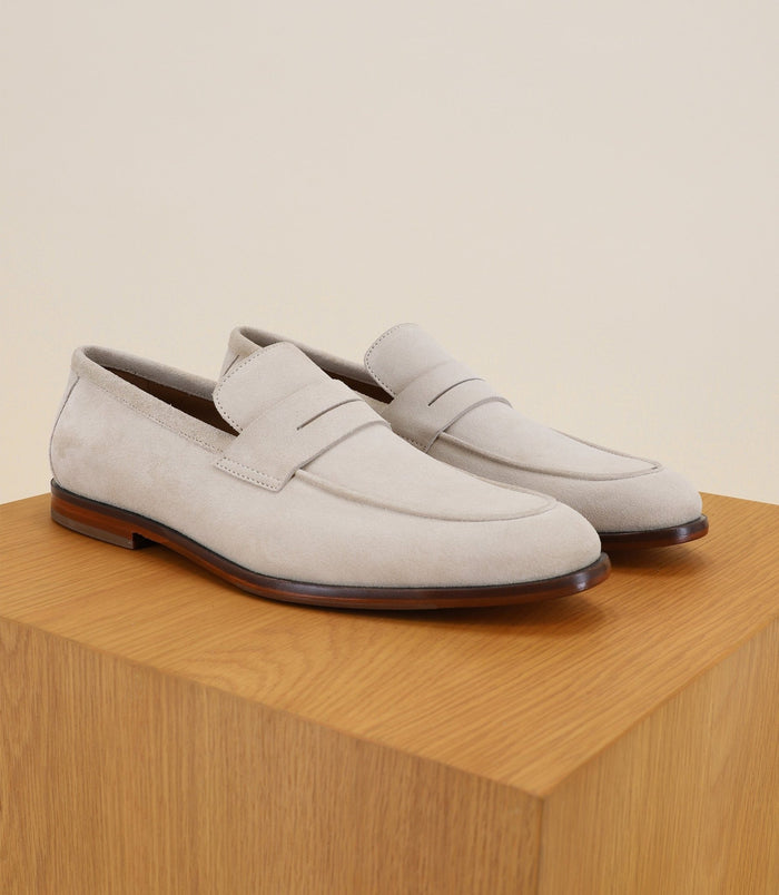 Izac Chaussures Mocassin En Cuir Suédé écru