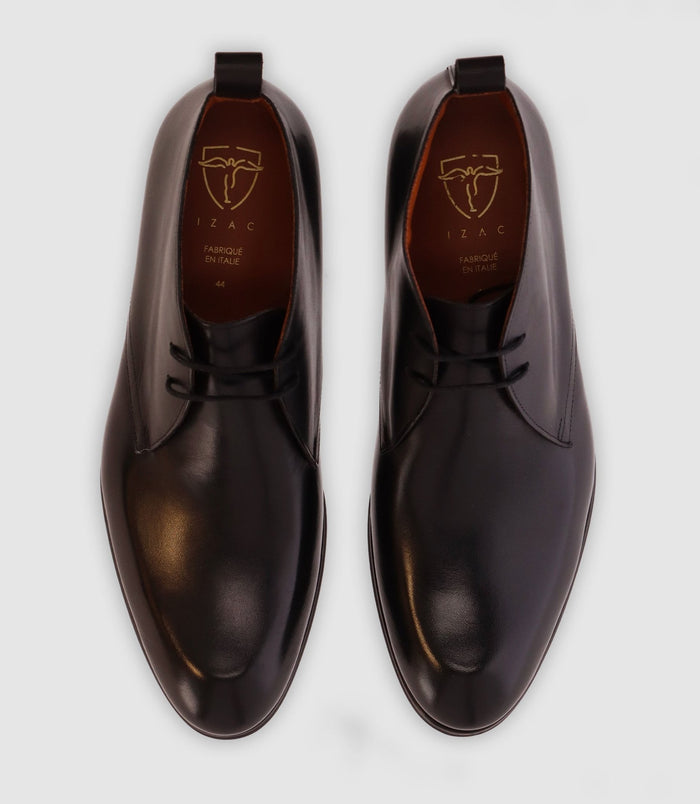 Izac Chaussures Montantes En Cuir Noires