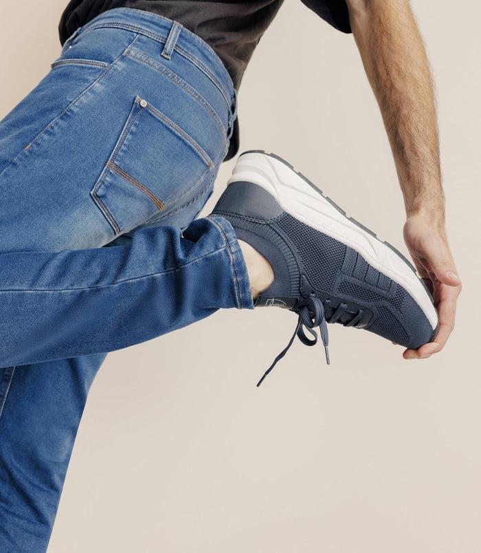 Izac Chaussures Sneakers En Maille Marine