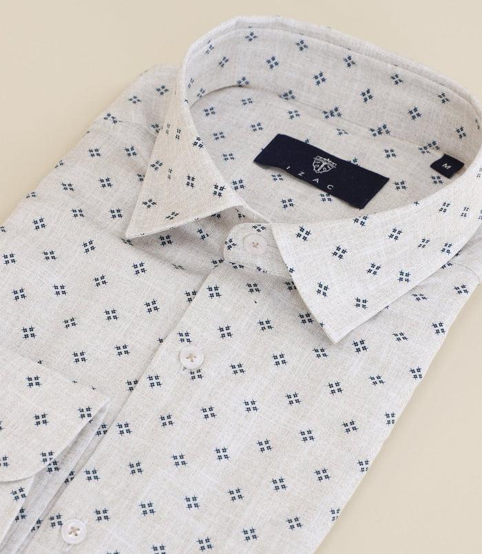 Izac Chemise 100% Coton Col Français Beige