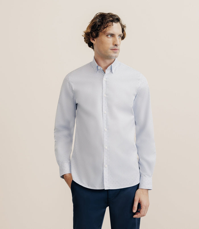 izac Chemise 100% coton imprimée ciel