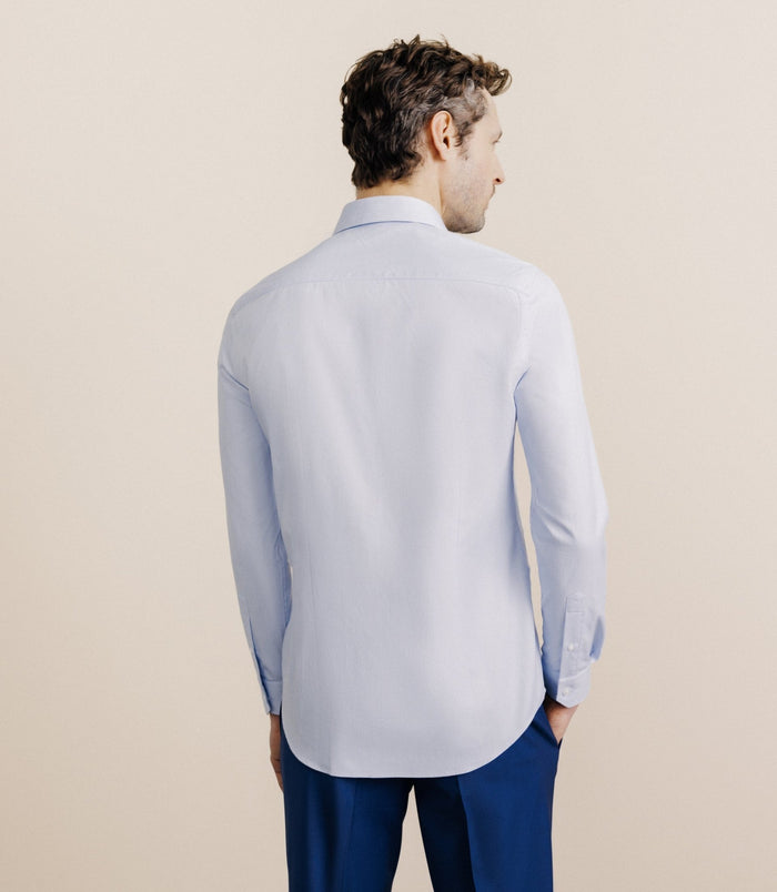 Izac Chemise 100% Coton Sans Repassage Bleue