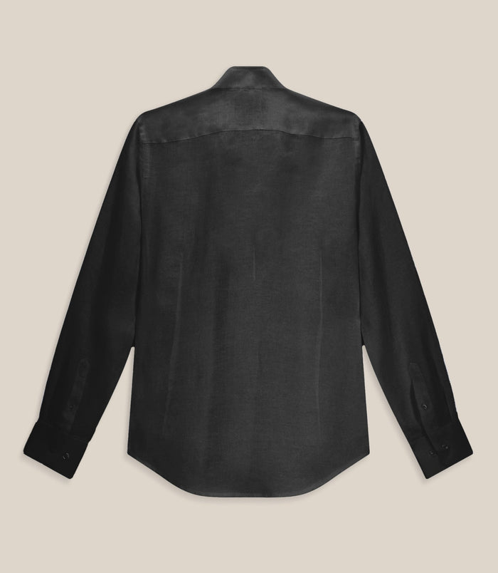 Izac Chemise 100% Lin Noire