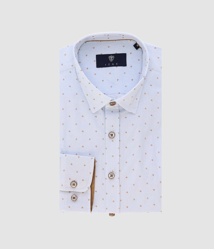 izac Chemise à coudières blanc et camel JORGEBT