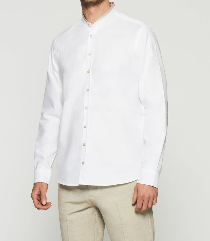 izac Chemise à coudières blanche et camel KENNY
