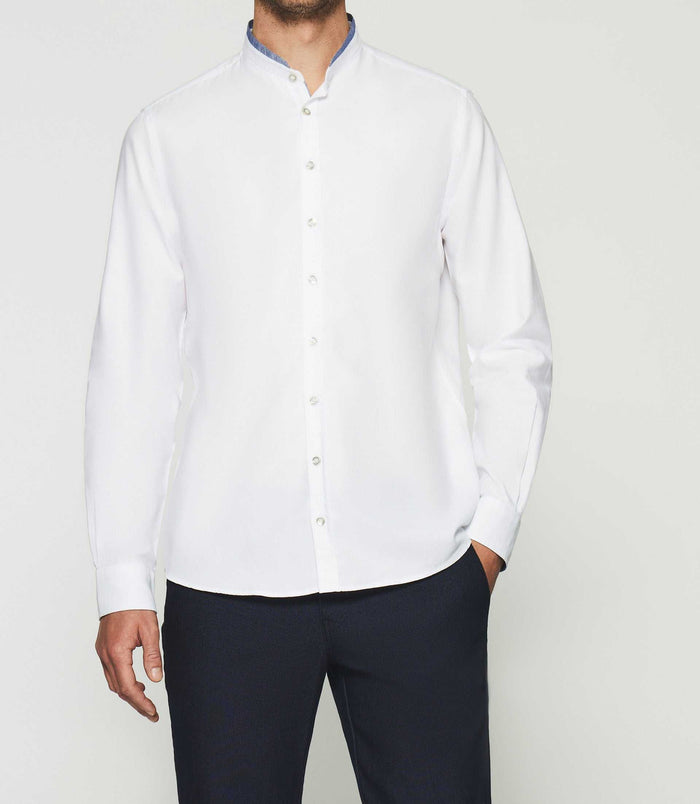 Izac Chemise à Coudières Blanche Et Marine KENNY