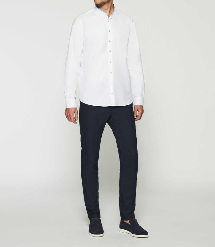 izac Chemise à coudières blanche et marine KENNY