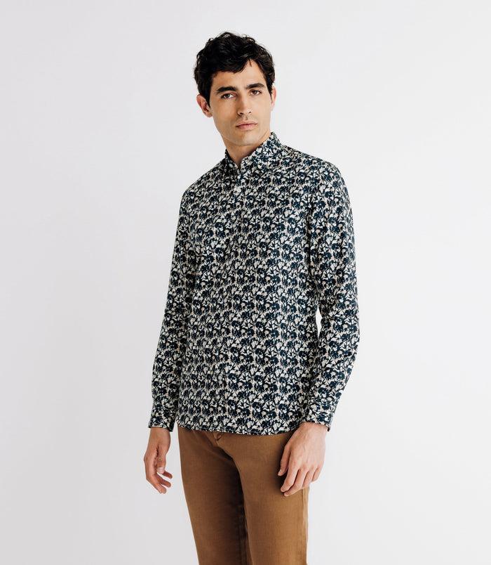 Izac Chemise à Fleurs Marine