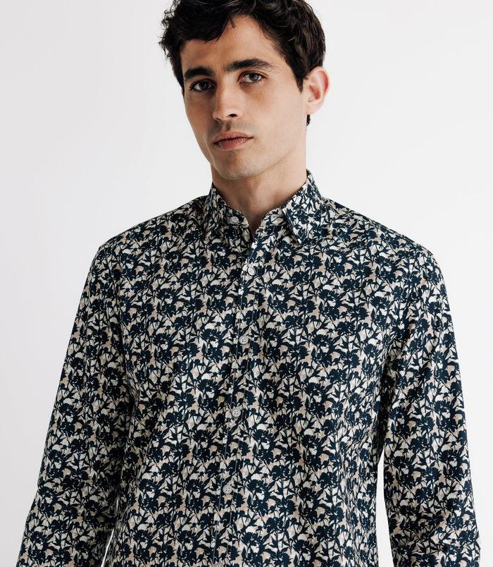 Izac Chemise à Fleurs Marine