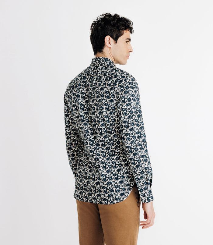Izac Chemise à Fleurs Marine