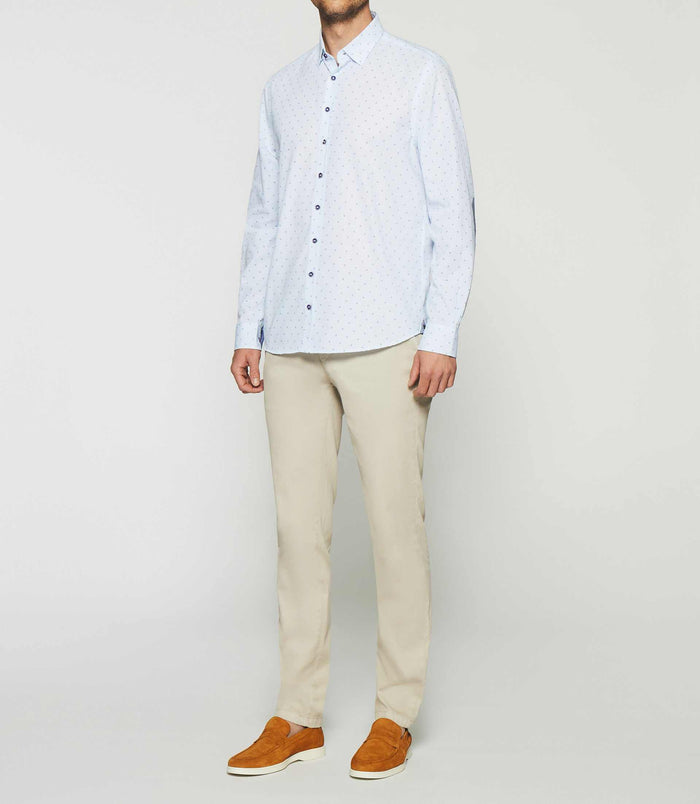 izac Chemise à imprimé blanche et marine KELLY