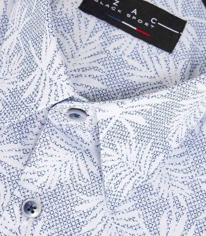 Izac Chemise à Imprimé Feuillage Bleue "Marwin"