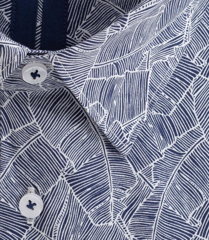 Izac Chemise à Imprimé Feuillage Marine "Damon"
