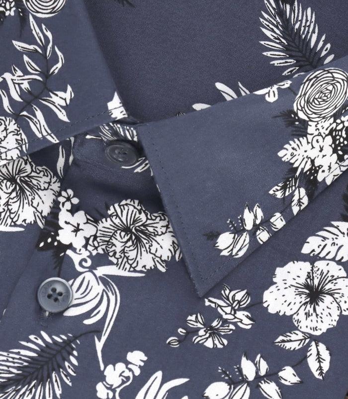 Izac Chemise à Imprimé Fleuris Marine MIOCHE