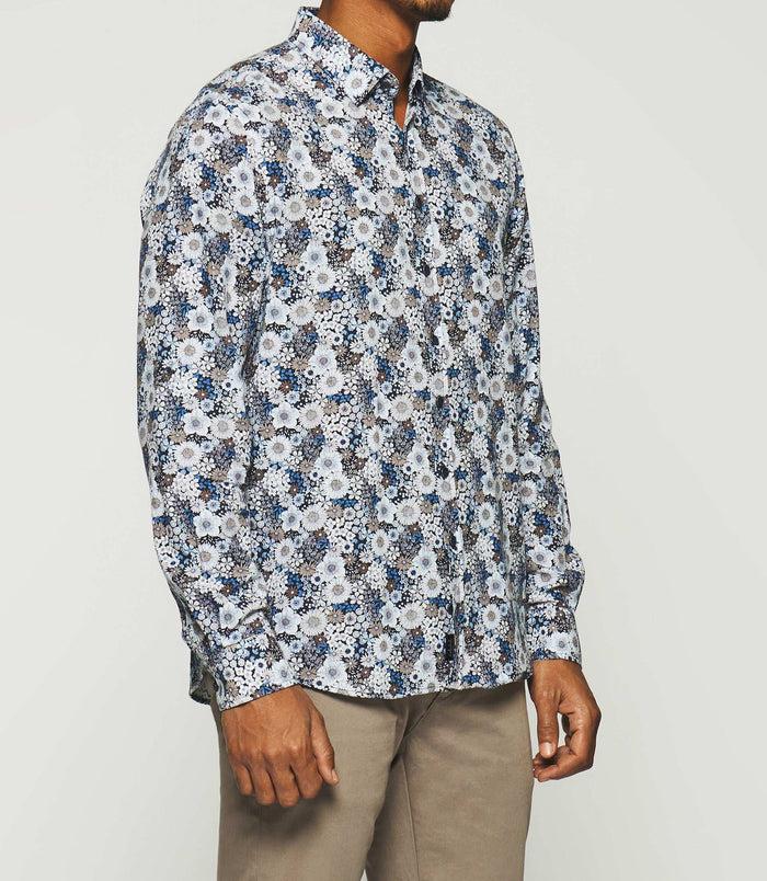 Izac Chemise à Imprimé Fleurs Marine KHALYS