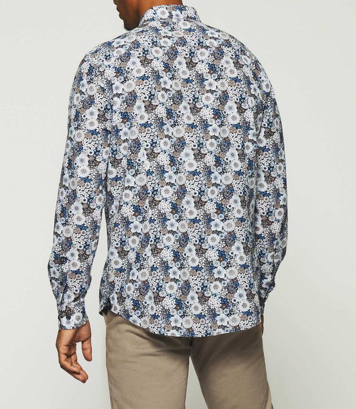 Izac Chemise à Imprimé Fleurs Marine KHALYS