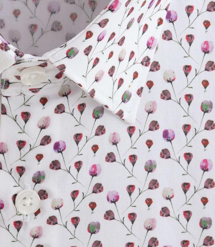Izac Chemise à Imprimé Floral Blanc-bordeaux "Demis"
