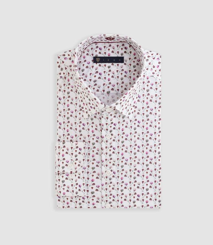 izac Chemise à imprimé floral blanc-bordeaux "Demis"