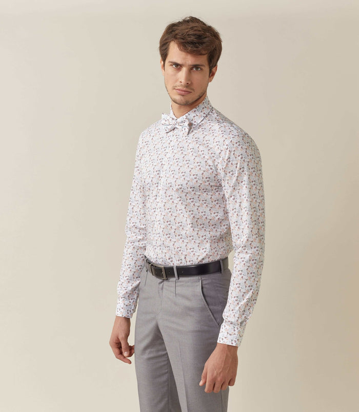 Izac Chemise à Imprimé Floral Blanc "Deus"