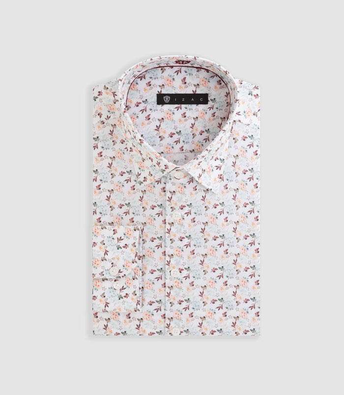 izac Chemise à imprimé floral blanc "Deus"