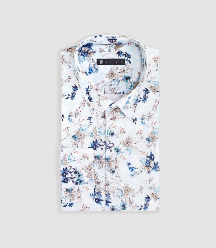 Izac Chemise à Imprimé Floral Bleu Ciel "Marius"