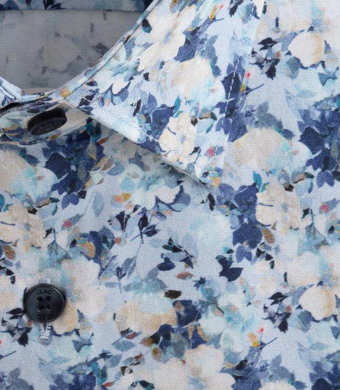 Izac Chemise à Imprimé Floral Bleu "Deby"