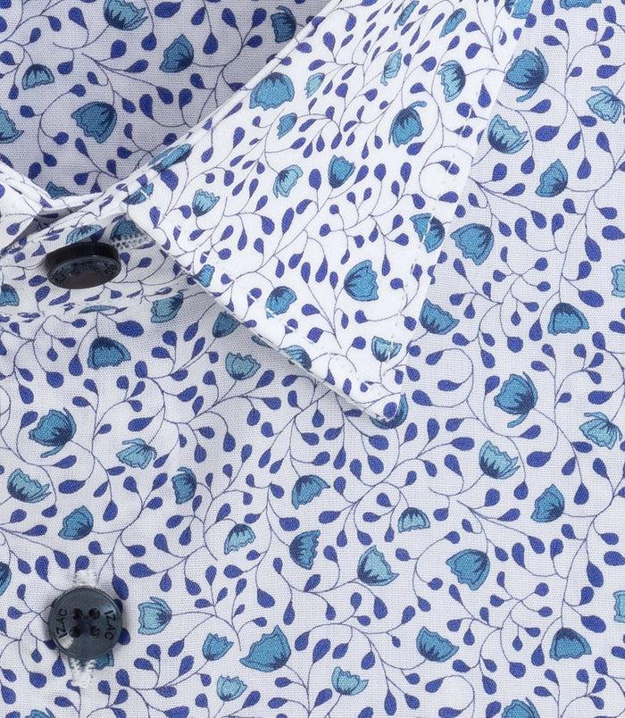 Izac Chemise à Imprimé Floral Bleu "Delta"