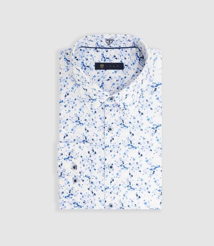 Izac Chemise à Imprimé Floral Bleu "Madec"