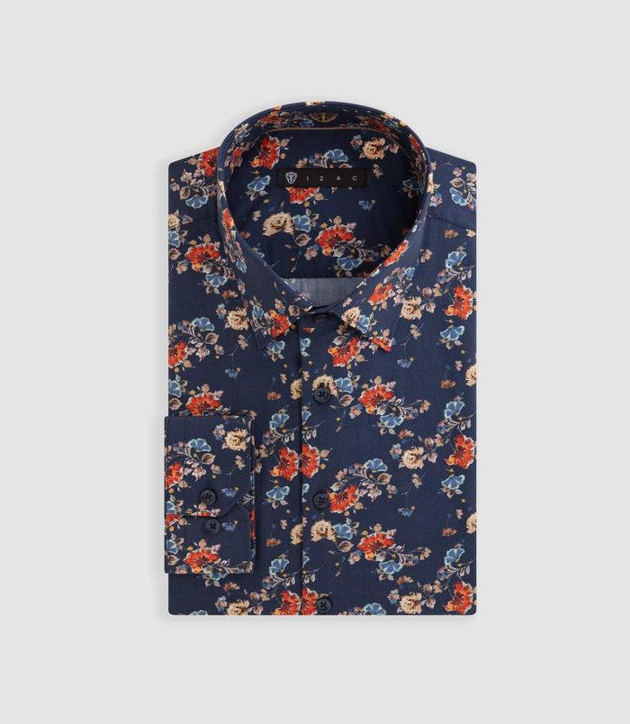 izac Chemise à imprimé floral marine "Derek"
