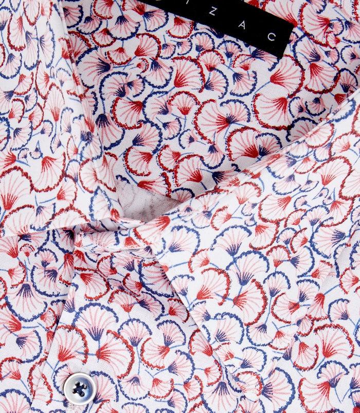 Izac Chemise à Imprimé Floral Rouge "Marin"