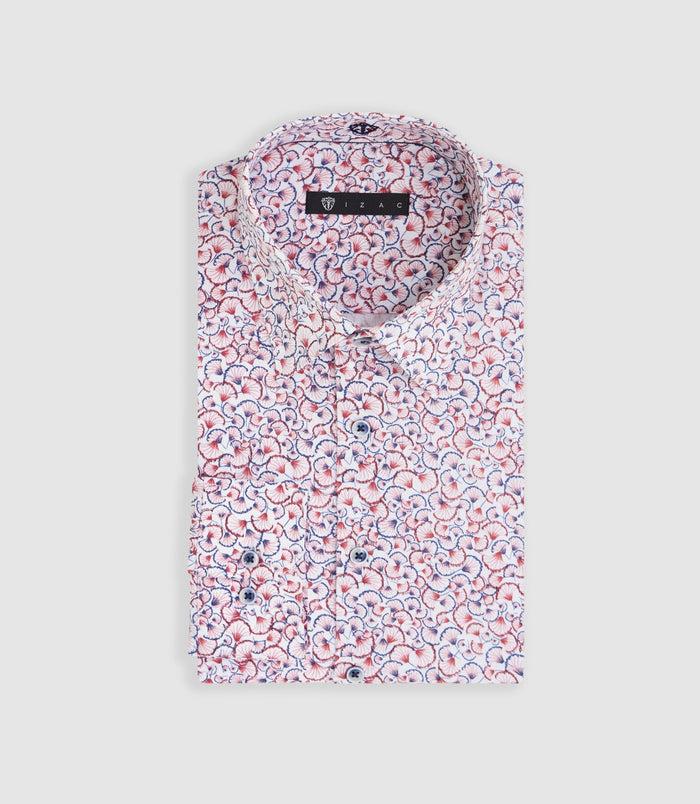 izac Chemise à imprimé floral rouge "Marin"