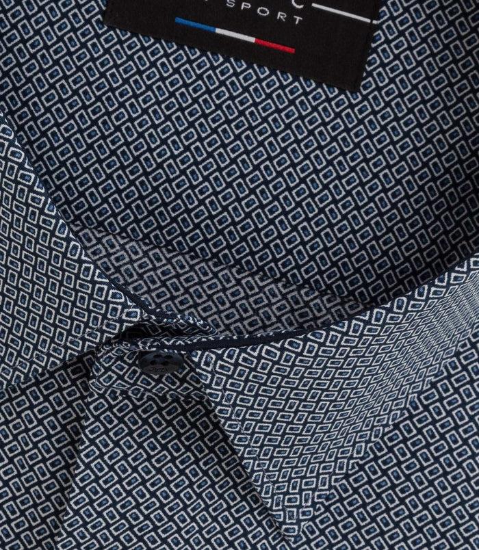 Izac Chemise à Imprimé Géométrique Marine "Boris"