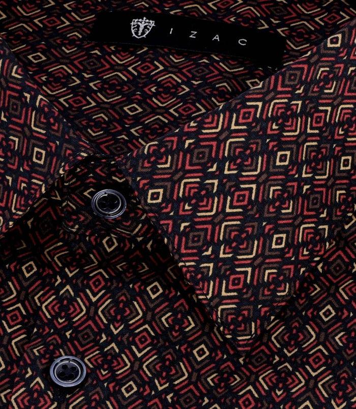 Izac Chemise à Imprimé Géométrique Marine PACCO