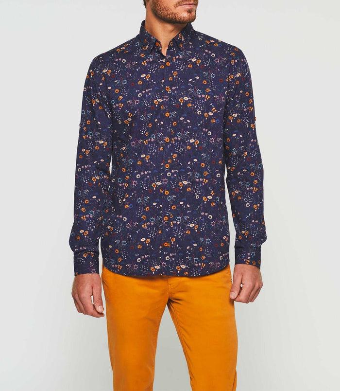 Izac Chemise à Imprimé Marine "Kandor"