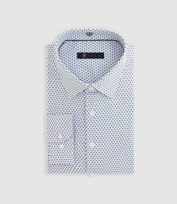 izac Chemise à imprimé micro motif blanche "Diego"