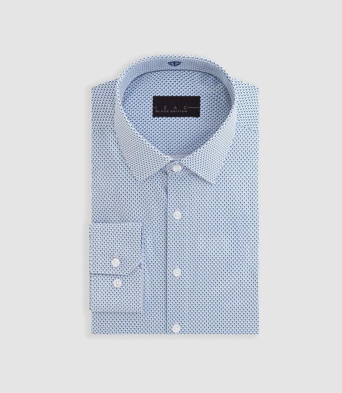 izac Chemise à imprimé micro motif bleu "Dang"