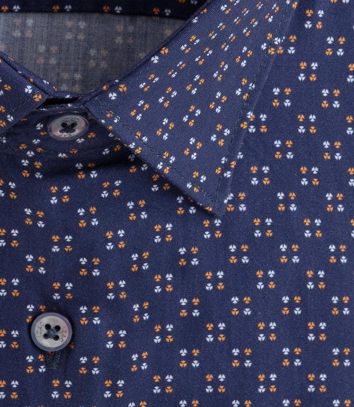 Izac Chemise à Imprimé Micro Motif Marine "Dexter"