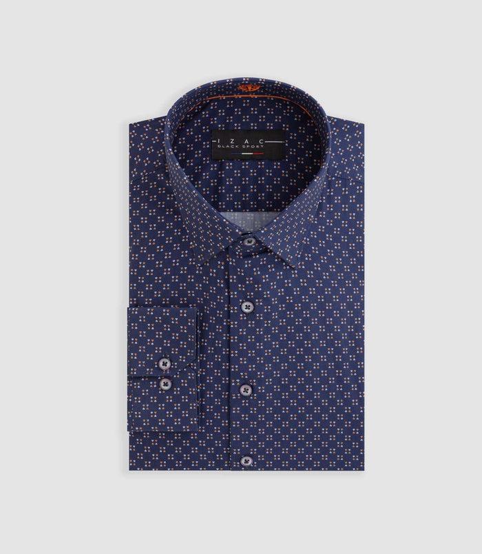 izac Chemise à imprimé micro motif marine "Dexter"
