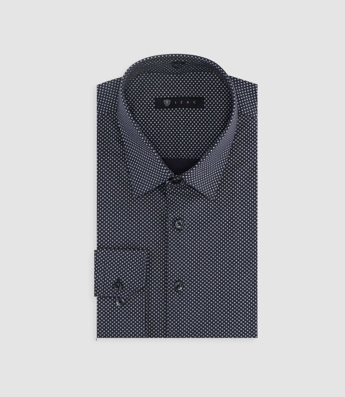 Izac Chemise à Imprimé Micro Motifs Marine MARCEAU
