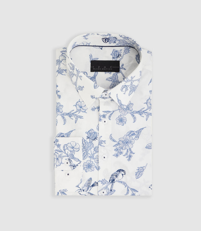 izac Chemise à imprimé oiseaux blanche "Maelo"