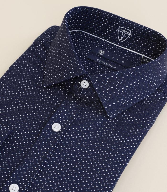 Izac Chemise à Micro Motifs Marine