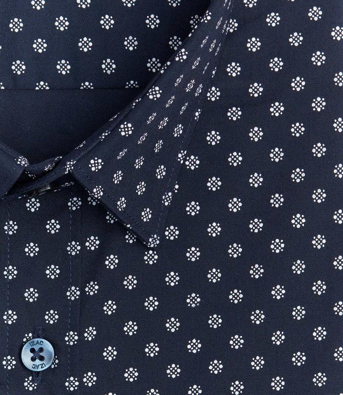 Izac Chemise à Micro Motifs Marine "Serge"